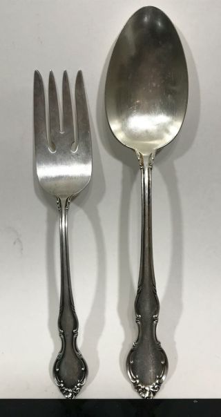 Vintage Alvin Sterling Silver Solid Fork & Spoon Serving Utensils