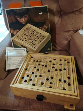 Vintage Labyrinth Labrynth Game Brio Sweden Wooden Game Board W/ Box 1970s 80s
