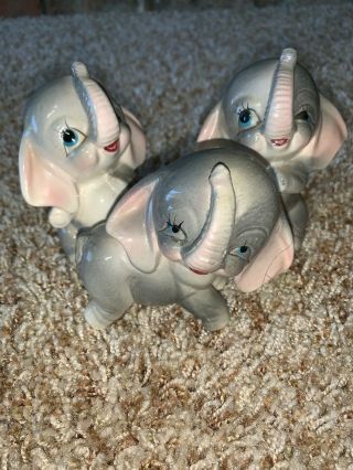 Set Of 4 Vintage Porcelain Ceramic Elephants Figure Figurine Japan