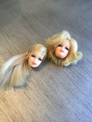 Vintage Barbie Stacey Doll Heads Blonde Flip And Ponytail
