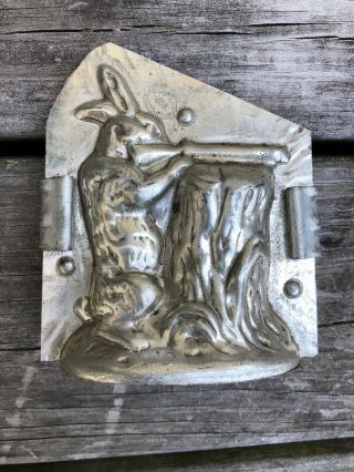 Rare Antique French Letang Fils Rabbit W/ Rifle Bunny Easter Chocolate Mold