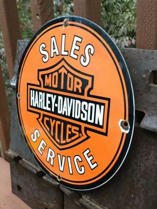 VINTAGE 1950 ' S HARLEY DAVIDSON MOTORCYCLE PORCELAIN SERVICE STATION SIGN 3