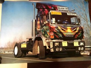 27x39 Huge Poster Roadstar Big Rig 18 Wheeler Custom Truck Iveco Scandecor B7