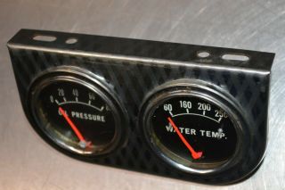 50s 60s Vintage Oil pressure Water Temp dual gauge Hot rod rat truck Kustom car 3