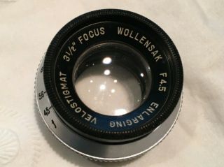Vintage Wollensak 90mm (3.  5 ") F/4.  5 Velostigmat Lens