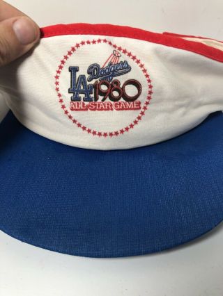 Vintage Los Angeles Dodgers 1980 All Star Visor Hat Adjustable Cursive Logo Mlb