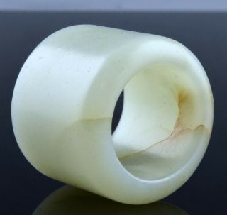 Fine Antique Chinese Qing Dynasty White Jade Archers Ring 3