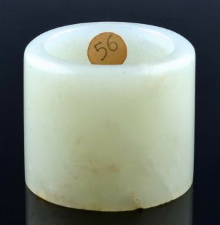 Fine Antique Chinese Qing Dynasty White Jade Archers Ring 2
