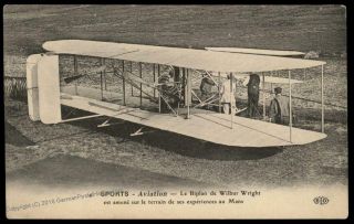 France 1908 Wright Brothers Airplane Postcard 87906