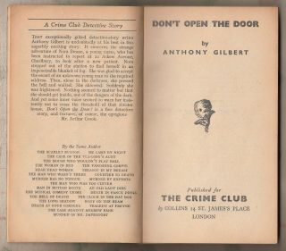 ANTHONY GILBERT = DON ' T OPEN THE DOOR = {THE CRIME CLUB P/B} = Mr ARTHUR CROOK = 3