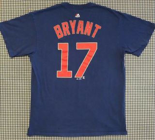 Kris Bryant Chicago Cubs Jersey T - Shirt Size Large Royal Blue Majestic Mlb