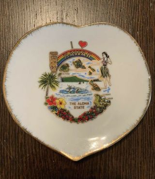 Vintage Hawaii Heart Shaped Souvenir Mini Plate/wall Hanging