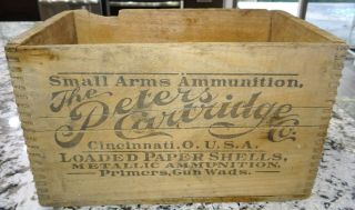 Peters Cartridge Co Wood Box Crate 16 Ga Paper Shotgun Shell Ammo Vtg Antique