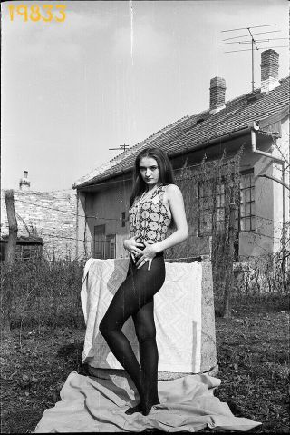 Sexy Girl In Black Nylon Stockings,  Legs 1960s Vintage Fine Art Negative