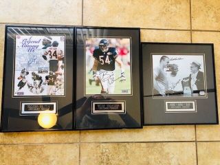 Walter Payton Gale Sayers Dick Butkus Brian Urlacher Framed Autographed W/auth