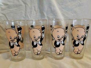 Vintage Looney Tunes Porky Pig Pepsi Collector Glasses Set Of 4