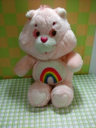 Care Bear - Plush Cheer Pink Rainbow - 13 " Toy Kenner 1983 Vintage