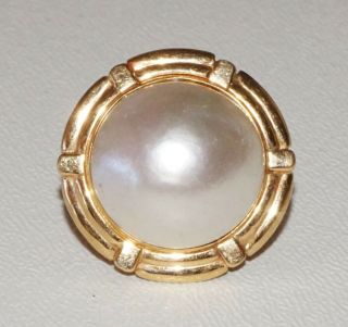 Vintage 14k Yellow Gold Ring Sz 6.  5 Set W Mabe Pearl Accent (non) R8