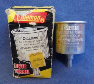 Vintage Coleman No.  0 Filter / Filtering Funnel For Stove & Lantern,  Box