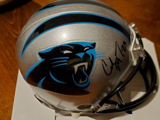 Christian Mccaffrey Autographed Carolina Panthers Mini Helmet W/coa Beckett