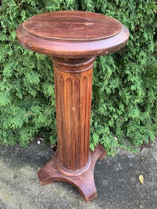 Antique Mahogany Pedestal Column Tabouret Telephone Table Smoke Plant Stand