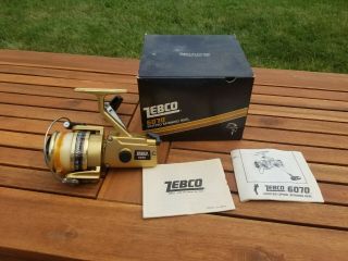 Vintage Zebco 6050 Skirted Spinning Reel In 6070 Box