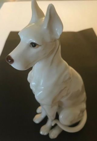 Vintage White Great Dane Porcelain Sitting Dog 7 1/2” Tall Figurine - Japan