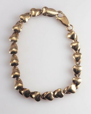 Vintage Valentine Heart Shape Gold Plated Sterling Silver Bracelet By Danecraft