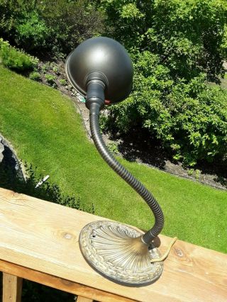 Vintage (greist Lamp Co) Cast Iron Art Deco Industrial Steampunk Gooseneck