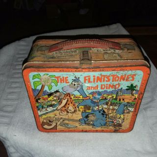 VINTAGE FIRST YEAR 1962 The FLINTSTONES DINO BARNEY & FRED TV SHOW LUNCHBOX 3