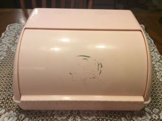 Vintage Pink Bread Box Plastic Roll Top