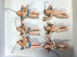 24 Vintage Christmas Ornaments - Cherub/angel W/musical Instruments - Made In Italy