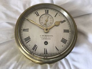 Brass Ships Clock With Brass Silvered Engraved Dial