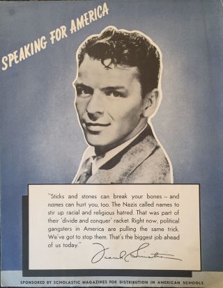 1946 Vintage Poster Frank Sinatra Celebrating Diversity & Tolerance