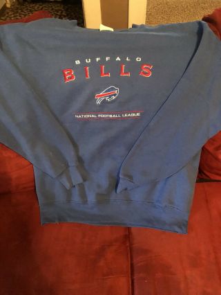Vintage 90s Pro Player Buffalo Bills Sweatshirt Large Blue Crewneck Nfl