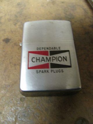 Vintage Champion Dependable Spark Plugs Zippo Lighter 1968