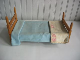 Vtg toy Strombecker wood wooden doll bed furniture 1950 ' s Ginny 9 