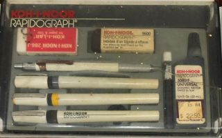 Vintage Koh - I - Noor Rapidograph Technical Pen Drawing Set -