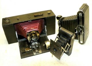 Three Antique Kodak Cameras - 3 - A Folding Brownie,  Six - 16 Art Deco & Vest Pocket