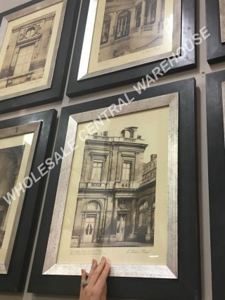 Six Home Wall Decor Vintage Paris Scene Prints Framed Wall Art Pictures