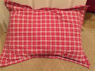 Vintage Ralph Lauren Standard Pillow Sham Red Plaid Ruffle Border