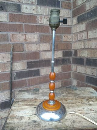Antique Art Deco Machine Age Bakelite Catalin & Chrome Table Lamp