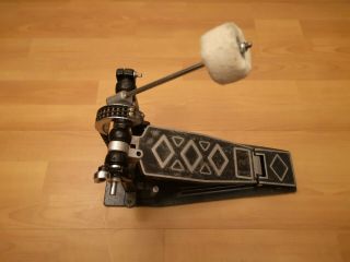Vintage Bass Drum Pedal With Steel Base Plate Twin Spring & Twin Chain Drive 80s