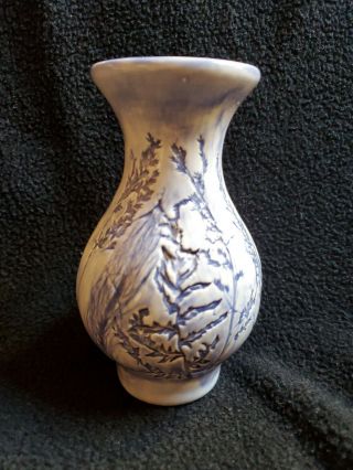 Vintage Signed " Fred Devlin " Blue Art Pottery Vase Colorado Studio Pottery