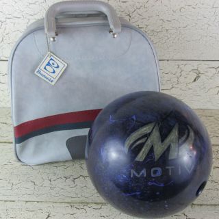 Motiv Qz1 Quadfire Bowling Ball 14 Pound Drilled Blue Vintage Brunswick Bag Usa