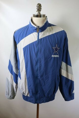 C7294 Vtg Starter Dallas Cowboys Nfl Football Full - Zip Jacket Size L