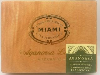 Solid Wood Empty Cigar Box - Casa Fernandez " Miami " Aganorsa Leaf Maduro -