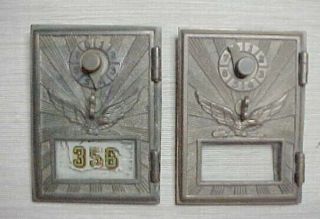 Two Vintage Post Office Box Doors Brass Or Bronze