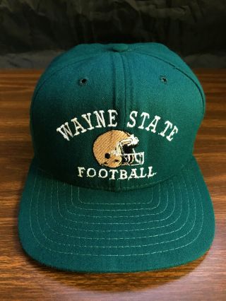 Wayne State University Football Tartars Snapback Hat Cap Vtg 80 