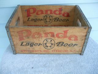 Vintage Panda Lager Beer Wood Crate Greenway 